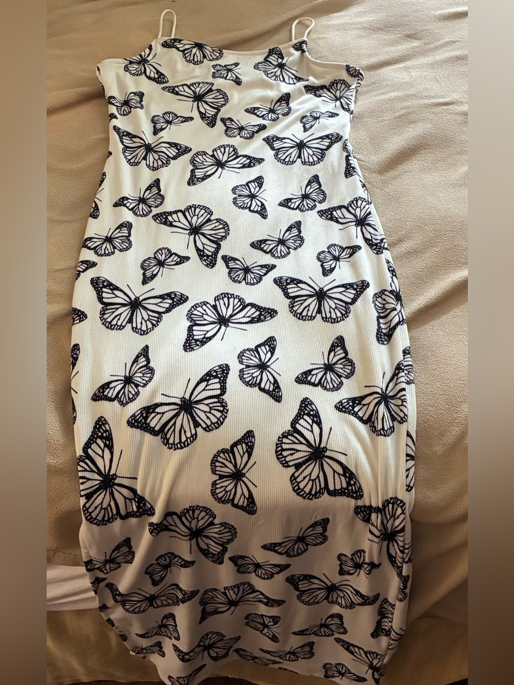 Black Butterfly Print Long Dress